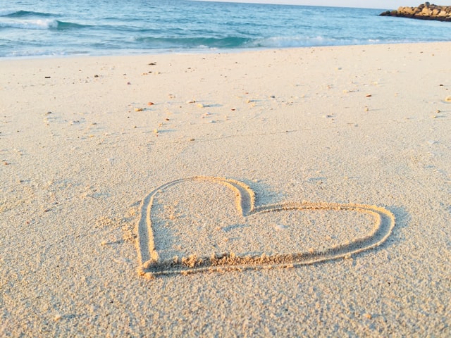 Heart in sand on a beach