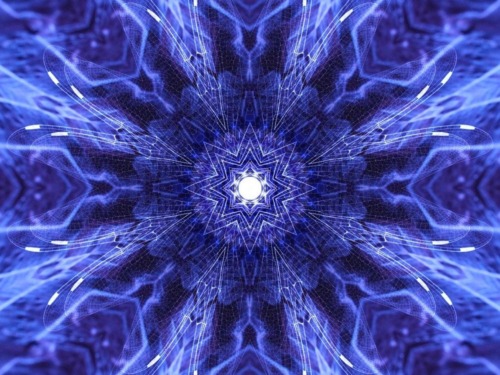Blue fractal geometric shape.